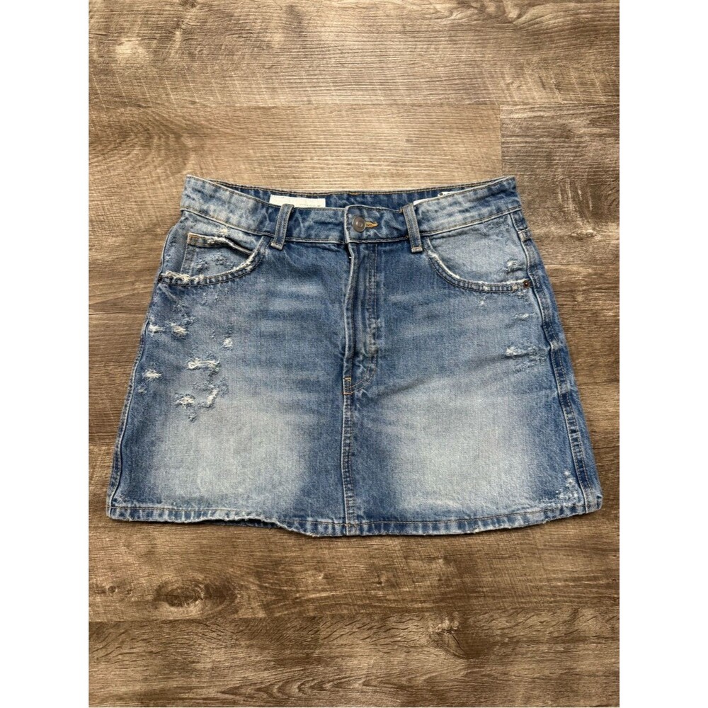 Zara Jean Mini Skirt 100% Cotton Size Medium